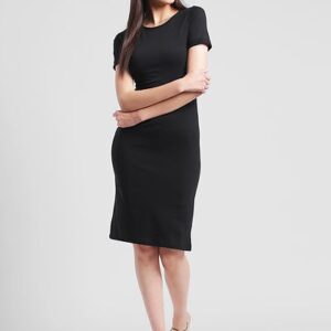 Black Cotton Knee Length Dress For Women's And Girl's - GRE