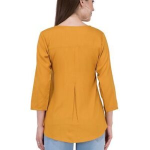 Women’s Rayon Musturd Embroidered Top – GRE