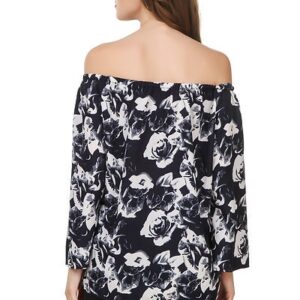 Navy Blue Printed Crepe  Top – GRE