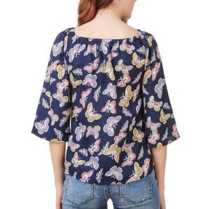 Blue Printed Crepe  Top – GRE
