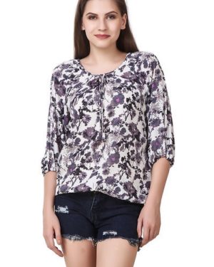Multicoloured Printed Crepe  Top - GRE