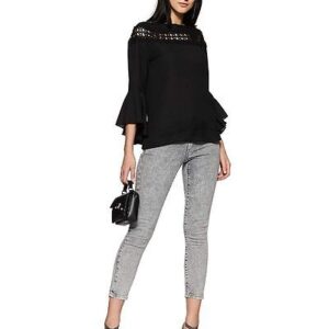 Black Lesho Boat Neck Bell Sleeve Top - GRE