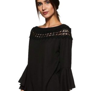 Black Lesho Boat Neck Bell Sleeve Top – GRE