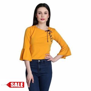 Cotton Blend Solid Crop Tops - GRE