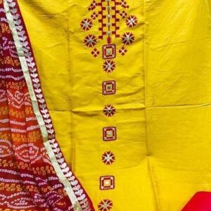 Satin Embroidery Dress Material With Heavy Lace Dupatta