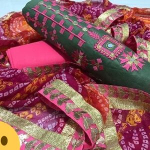 Satin Embroidery Dress Material With Heavy Lace Dupatta