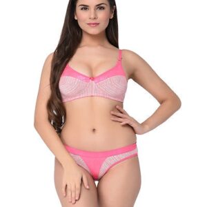 Babypink Printed Cotton Hosiery B-Cup Bra & Panty Set - GRE