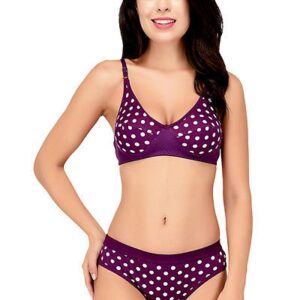 Purple Cotton Hosiery Bra & Panty Set - GRE