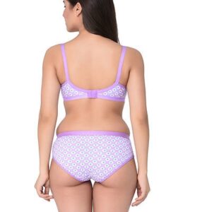 Brown-Purple Printed Cotton Hosiery Non-Padded C-Cup Bra And Panty (Set Of 2) – GRE