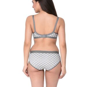 Brown-Grey Printed Cotton Hosiery Non-Padded C-Cup Bra And Panty (Set Of 2) – GRE