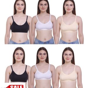 Combo Of 6 Multicolour Cotton Non Padded Bras - GRE