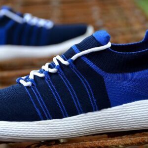 Men’s Blue Synthetic Self Design Sneaker Sports Shoes – GRE