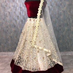Velvet Embroidered Lehenga Choli - GRE