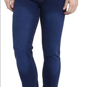 Men's Blue Cotton Solid Regular Fit Mid-Rise Jeans - GRE