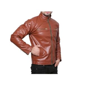 Rexine Leather Solid Mens Jacket  - sozo