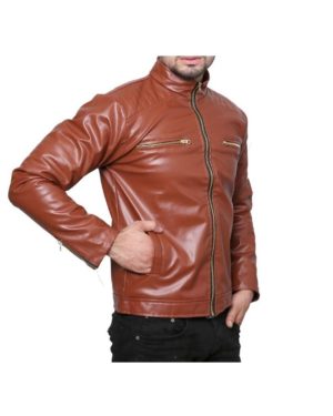 Rexine Leather Solid Mens Jacket  - sozo