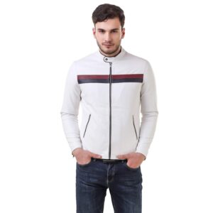 Faux Leather Color Block Mens Jacket - sozo