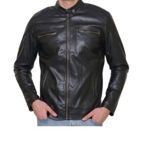 Rexine Leather Solid Mens Jacket - sozo