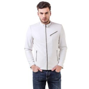 Faux Leather Solid Mens Jacket - sozo