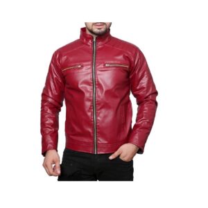 Rexine Leather Solid Mens Jacket - sozo