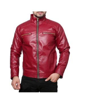 Rexine Leather Solid Mens Jacket  - sozo