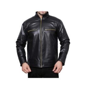 Rexine Leather Solid Mens Jacket - sozo