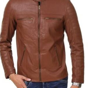 Faux Leather Solid Mens Jacket - sozo