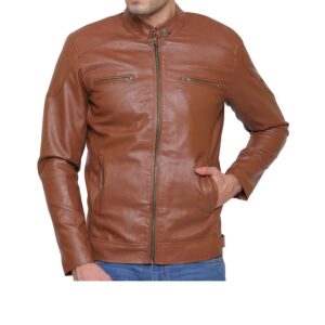 Rexine Leather Solid Mens Jacket - sozo