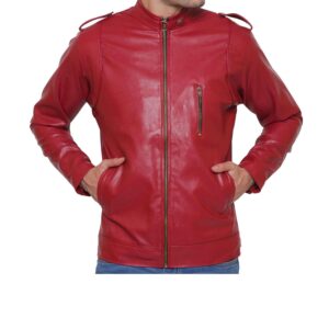 Rexine Leather Solid Mens Jacket - sozo