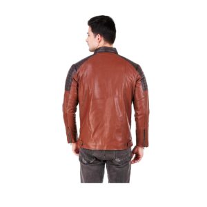 Rexine Leather Color Block Mens Jacket  – sozo