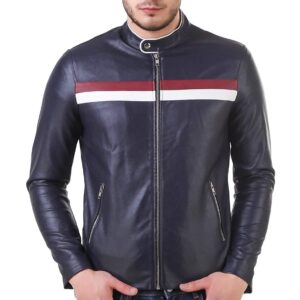 Faux Leather Color Block Mens Jacket - sozo