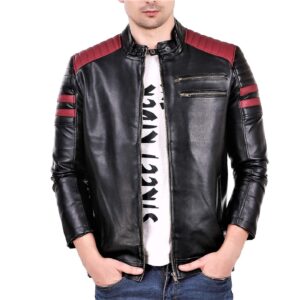 Faux Leather Color Block Mens Jacket - sozo