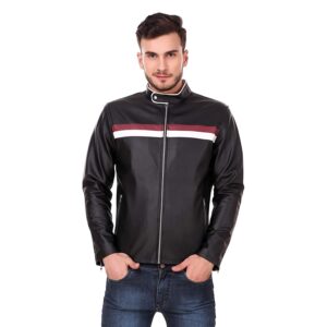 Faux Leather Color Block Mens Jacket – sozo