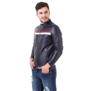 Faux Leather Color Block Mens Jacket – sozo