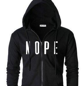 Trending Printed Cotton Blend Hooded Sweatshirts NOPE-GRE (Copy)