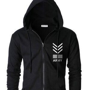 Trending Printed Cotton Blend Hooded Sweatshirts ARMY -GRE (Copy)