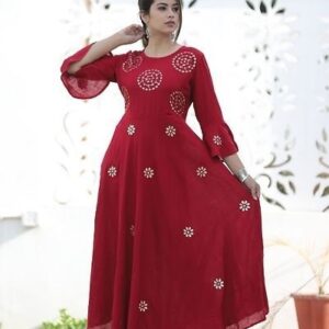 RedRayon Elegant Gota Aari Work Long Fancy Kurta-GRE
