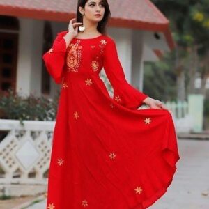 RedRayon Elegant Gota Aari Work Long Fancy Kurta-GRE