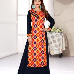 Trendy Heavy Silk Printed A-Line Floor Length Kurti  - sozo