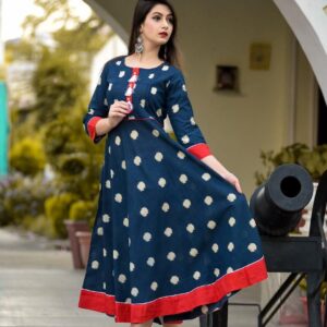 Trendy Cotton Printed Calf Length A-Line Kurti  - sozo