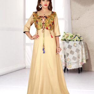 Trendy Heavy Silk Printed A-Line Floor Length Kurti  - sozo