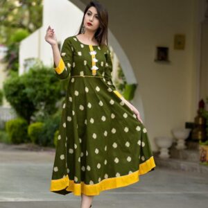 Trendy Cotton Printed Calf Length A-Line Kurti  - sozo