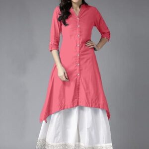 Stunning Cotton Solid With Button Knee Length Kurti Set  - sozo