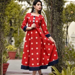 Trendy Cotton Printed Calf Length A-Line Kurti  - sozo