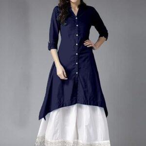 Stunning Cotton Solid With Button Knee Length Kurti Set  - sozo