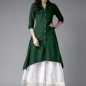 Stunning Cotton Solid With Button Knee Length Kurti Set  - sozo