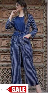 Rayon Stripes Crop Top With Pant And Shrug - GRE