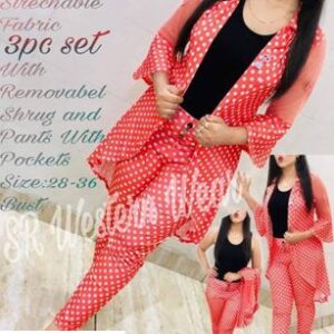 imported stretchable 3pc dress with removable shrug and pants with pocket - GRE