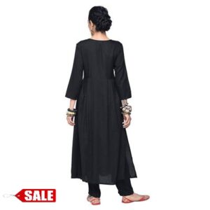 Women’s Black Printed Rayon A-Line Kurta – GRE