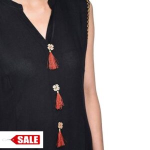 Women’s Black Printed Rayon A-Line Kurta – GRE